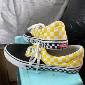 Bumble Bee Yellow White Checked with Black Accent Vans Skate Shoes